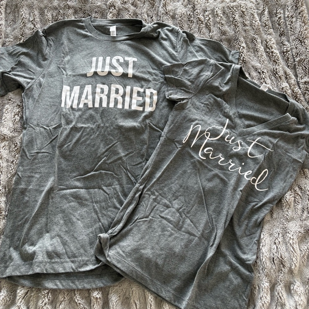 Gray 'Just Married' T-Shirts Set